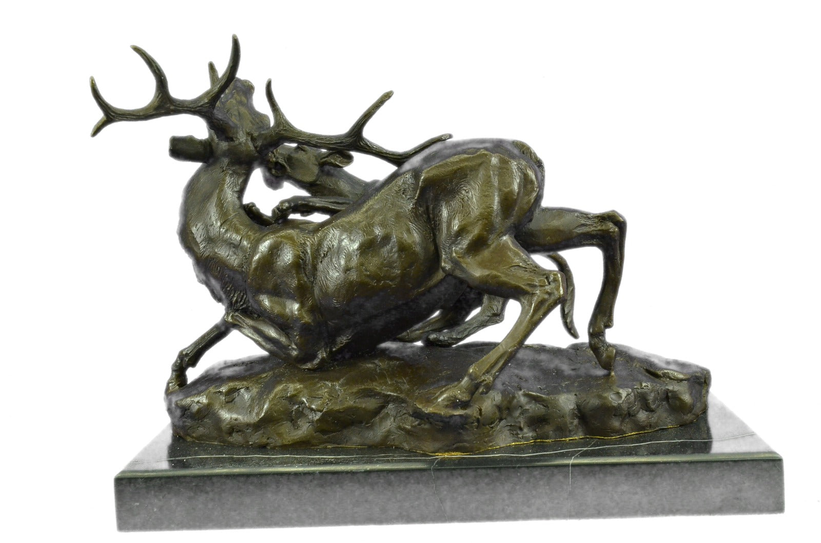 Extra Large Confrontation between Cougar and Stag Bronze Sculpture Marble Statue