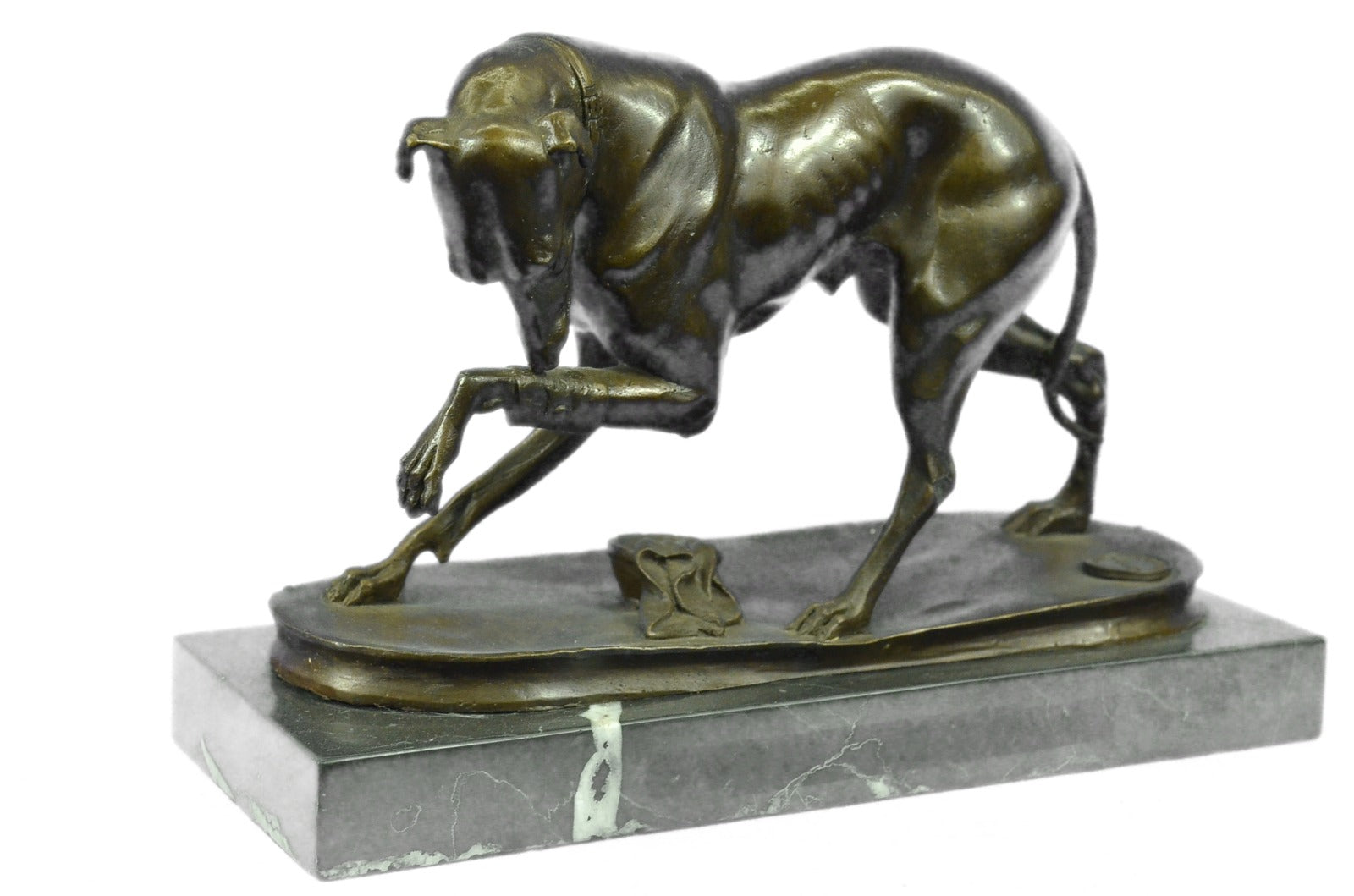 Handcrafted bronze sculpture SALE Base Marble On Hunting Animal Dogs Dog