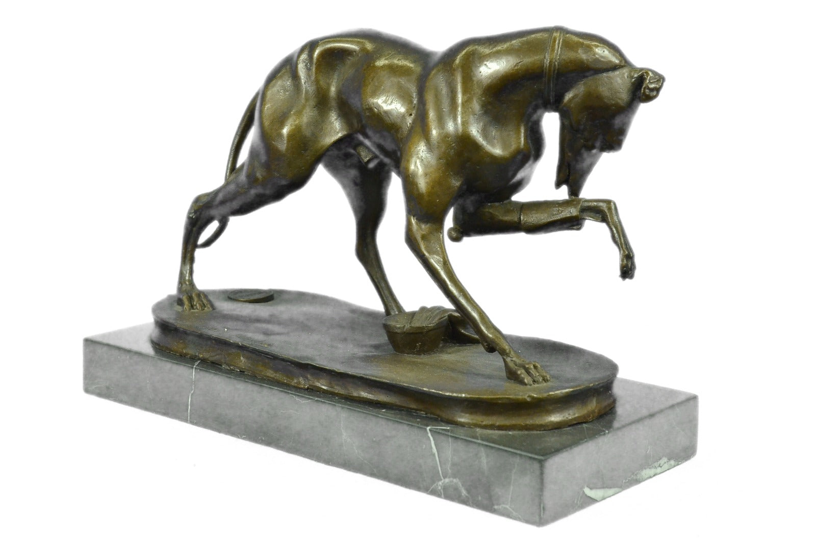 Handcrafted bronze sculpture SALE Base Marble On Hunting Animal Dogs Dog