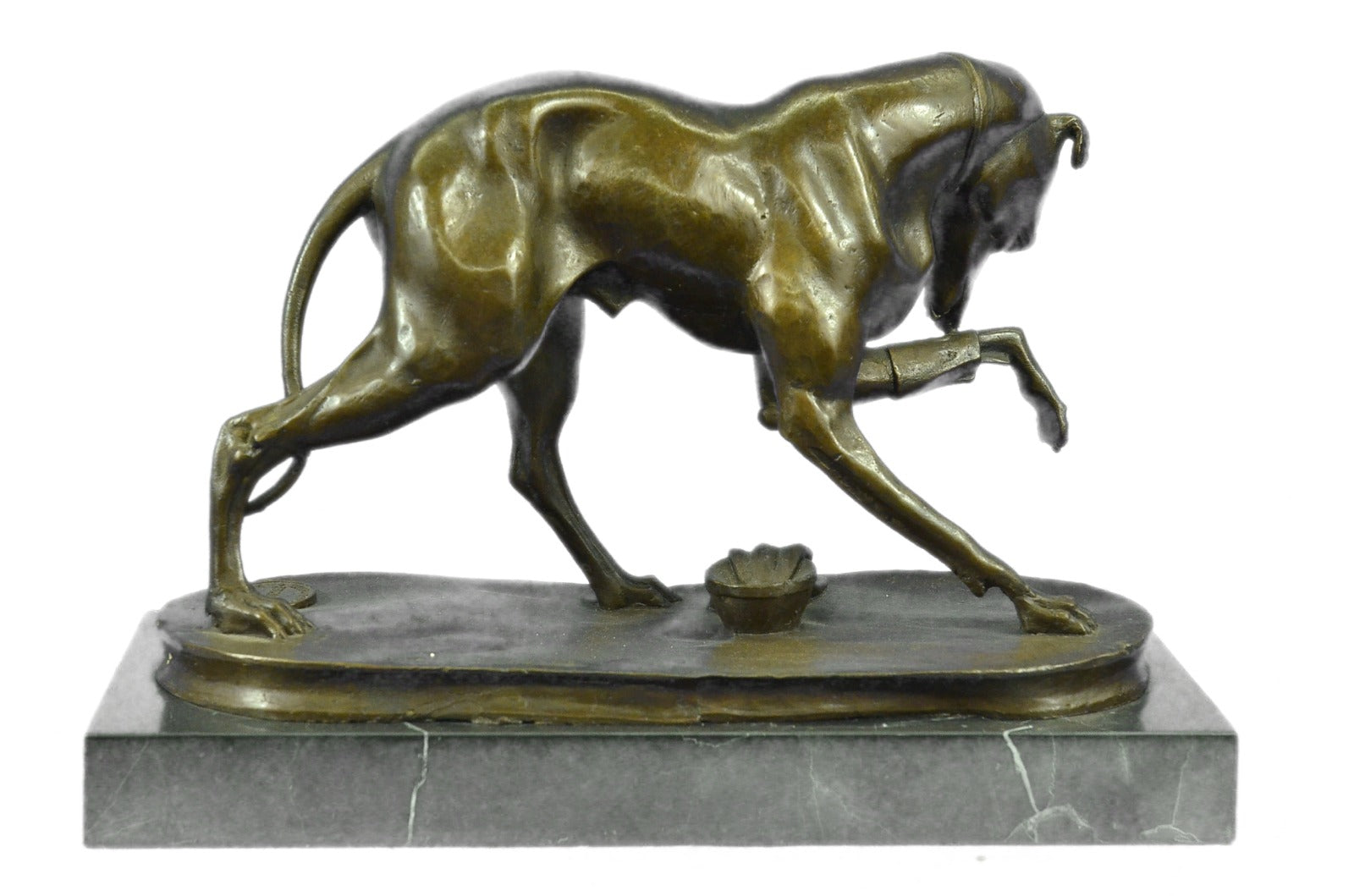 Handcrafted bronze sculpture SALE Base Marble On Hunting Animal Dogs Dog