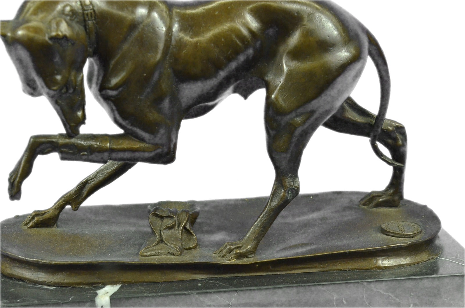 Handcrafted bronze sculpture SALE Base Marble On Hunting Animal Dogs Dog