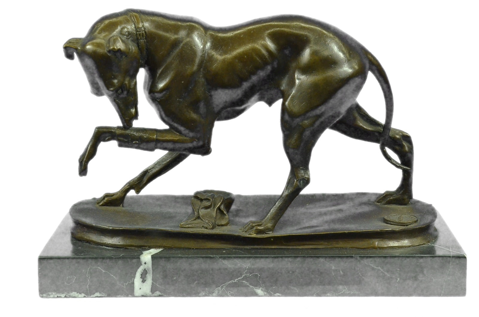 Handcrafted bronze sculpture SALE Base Marble On Hunting Animal Dogs Dog