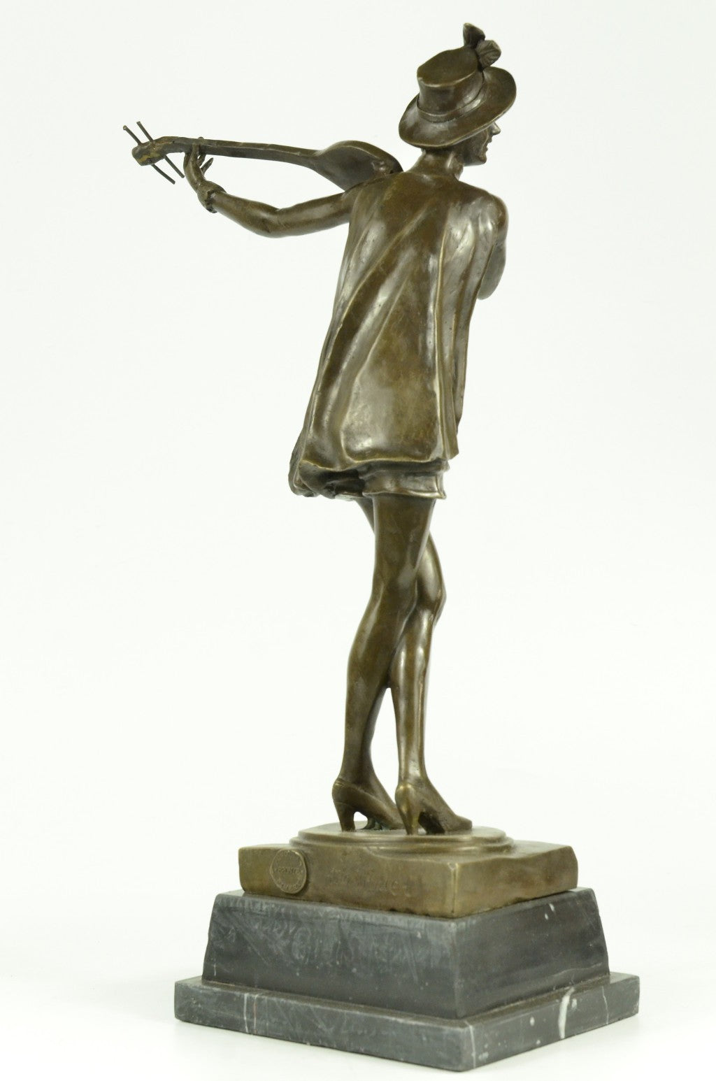 Handcrafted bronze sculpture SALE Play Banjo Female Dutch Vitaleh Aldo Original