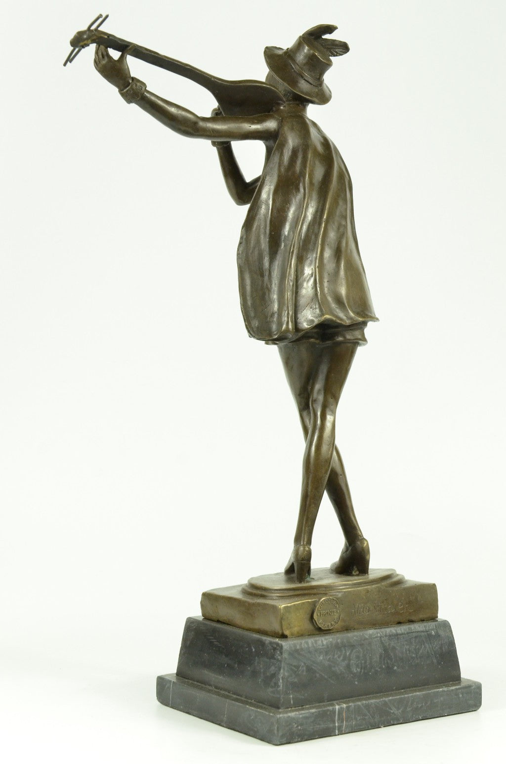 Handcrafted bronze sculpture SALE Play Banjo Female Dutch Vitaleh Aldo Original