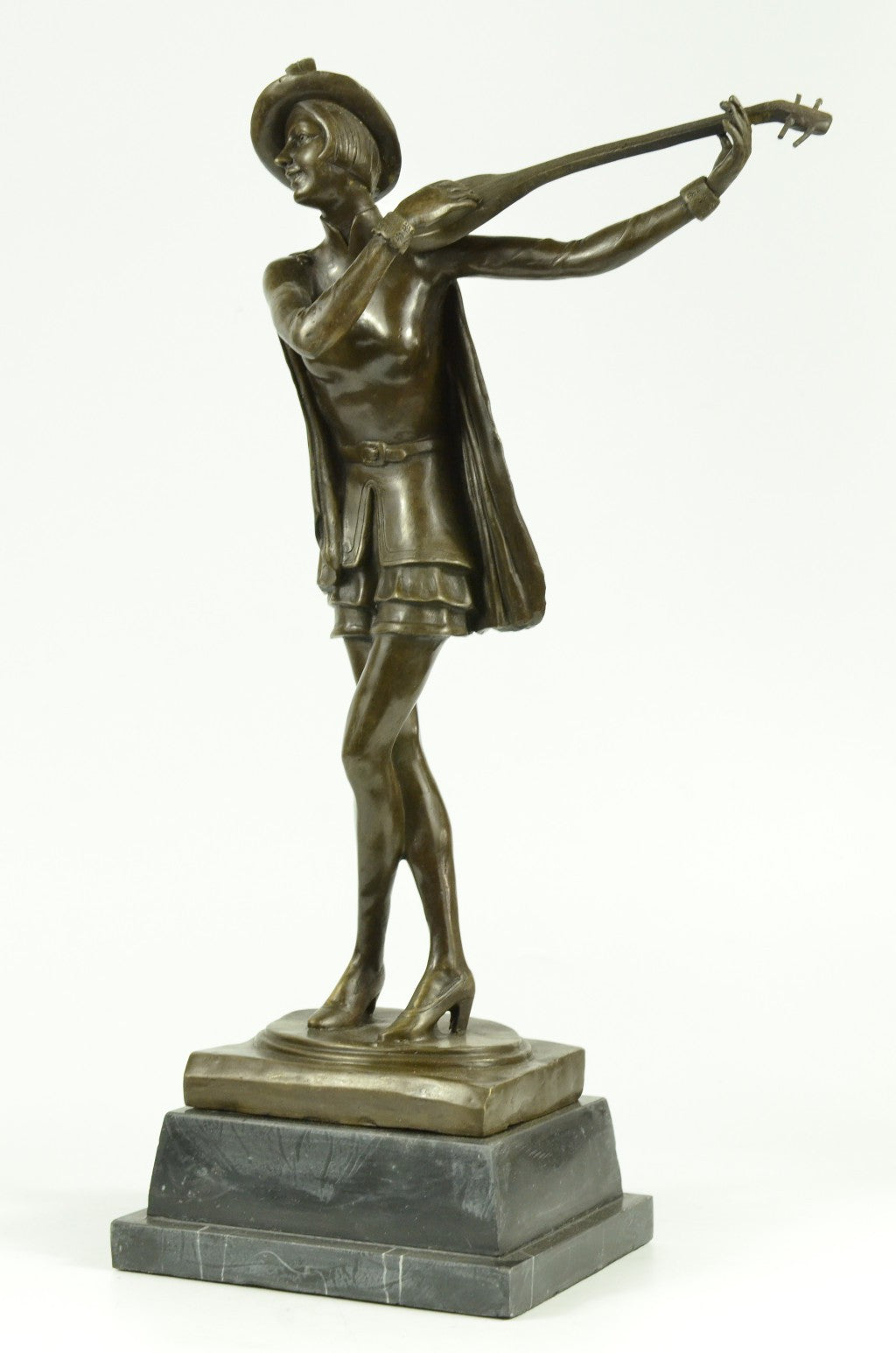 Handcrafted bronze sculpture SALE Play Banjo Female Dutch Vitaleh Aldo Original