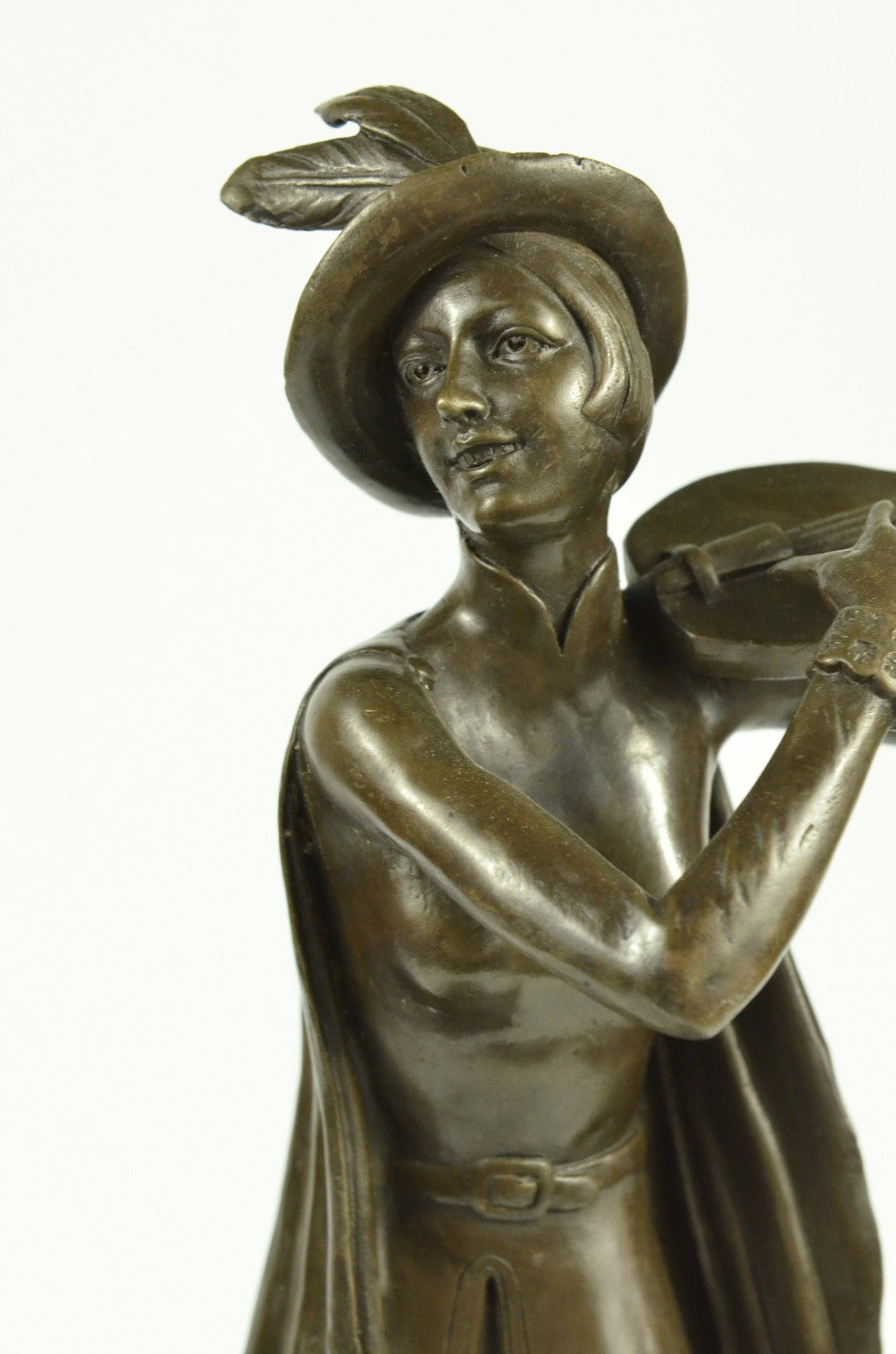 Handcrafted bronze sculpture SALE Play Banjo Female Dutch Vitaleh Aldo Original