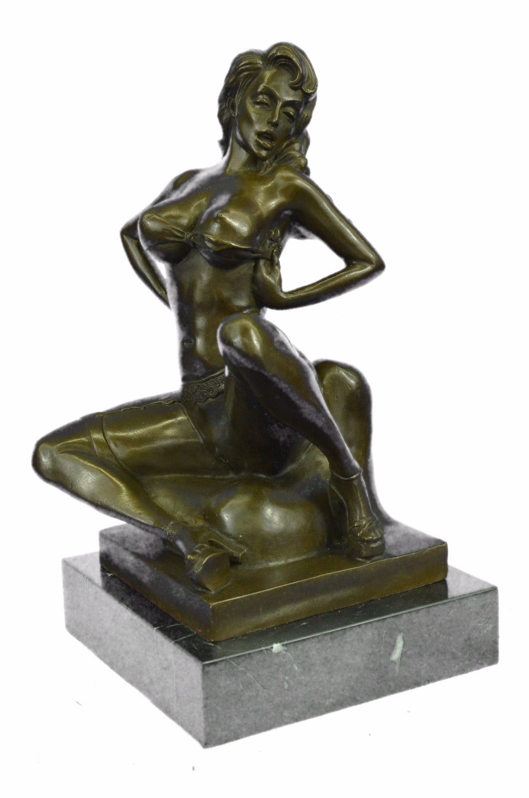 Nude Female with Extra Large Breast Bronze Sculpture Hand Made Figurine Figure