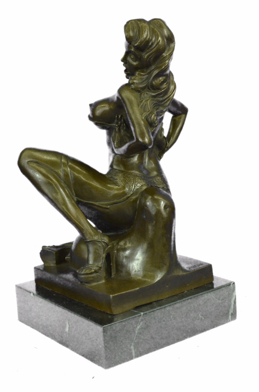 Nude Female with Extra Large Breast Bronze Sculpture Hand Made Figurine Figure