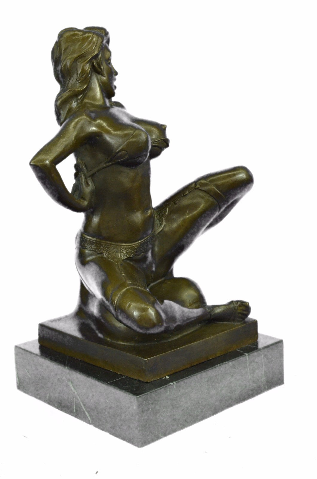 Nude Female with Extra Large Breast Bronze Sculpture Hand Made Figurine Figure