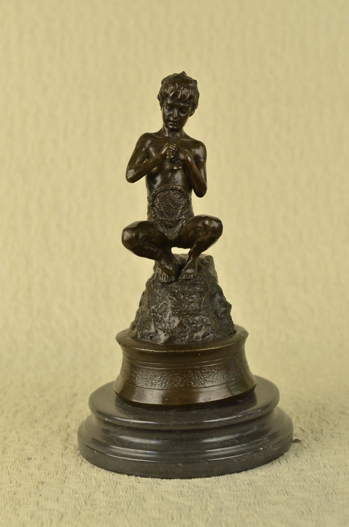 ART DECOR BRONZE NUDE male YOUNG BOY SCULPTURE Signed FIGURINE STATUE FIGURE