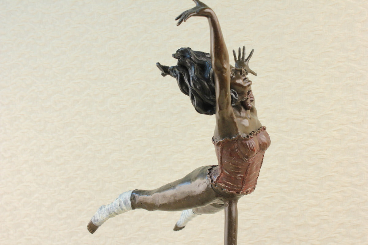 Handcrafted bronze sculpture SALE Allio Lucien By Girl Acrobat Nude Semi Signed