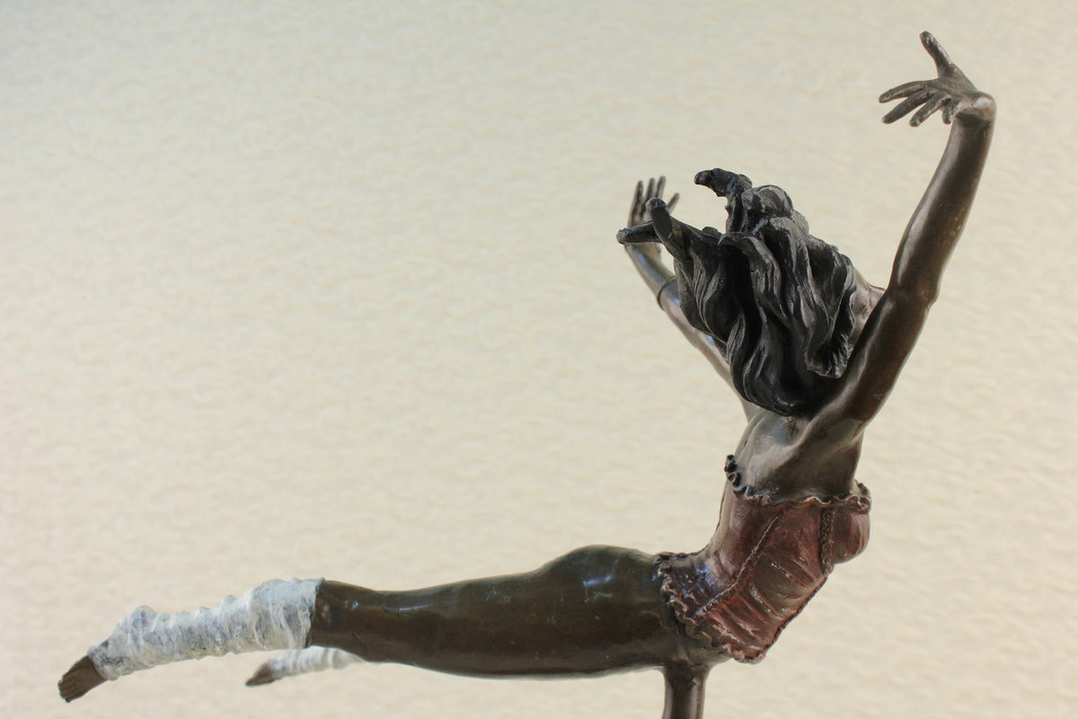 Handcrafted bronze sculpture SALE Allio Lucien By Girl Acrobat Nude Semi Signed
