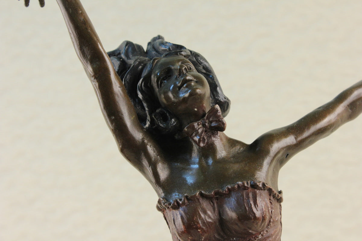 Handcrafted bronze sculpture SALE Allio Lucien By Girl Acrobat Nude Semi Signed