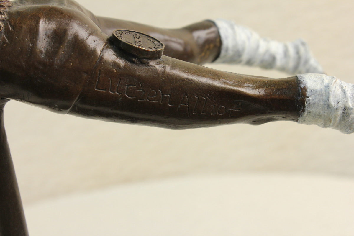 Handcrafted bronze sculpture SALE Allio Lucien By Girl Acrobat Nude Semi Signed
