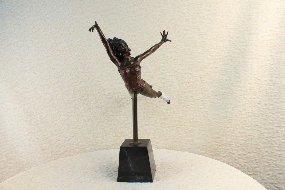 Handcrafted bronze sculpture SALE Allio Lucien By Girl Acrobat Nude Semi Signed