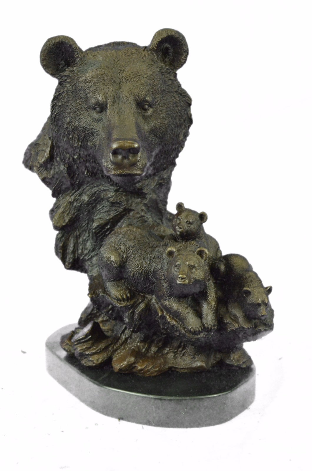 Handcrafted bronze sculpture SALE Art Wildlife Family Bear Black Kodiak
