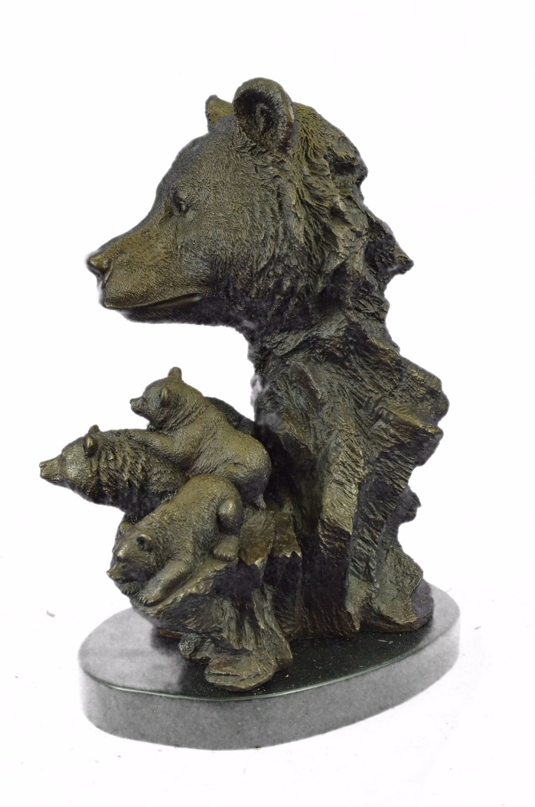 Handcrafted bronze sculpture SALE Art Wildlife Family Bear Black Kodiak