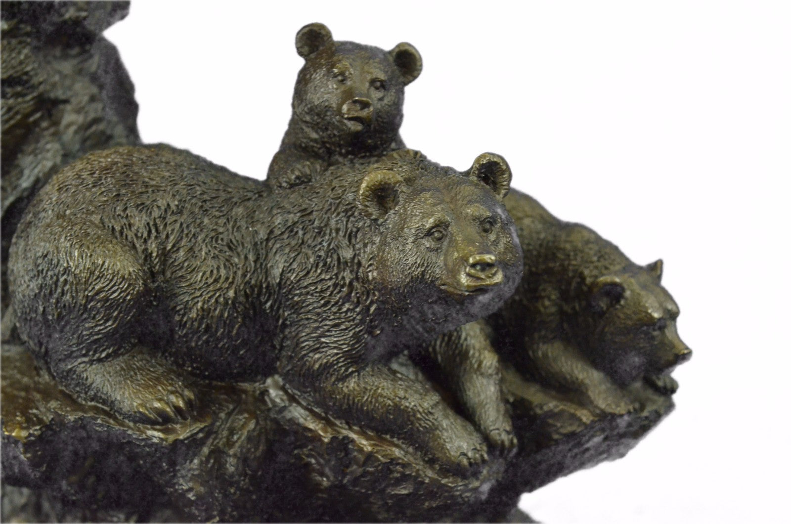 Handcrafted bronze sculpture SALE Art Wildlife Family Bear Black Kodiak