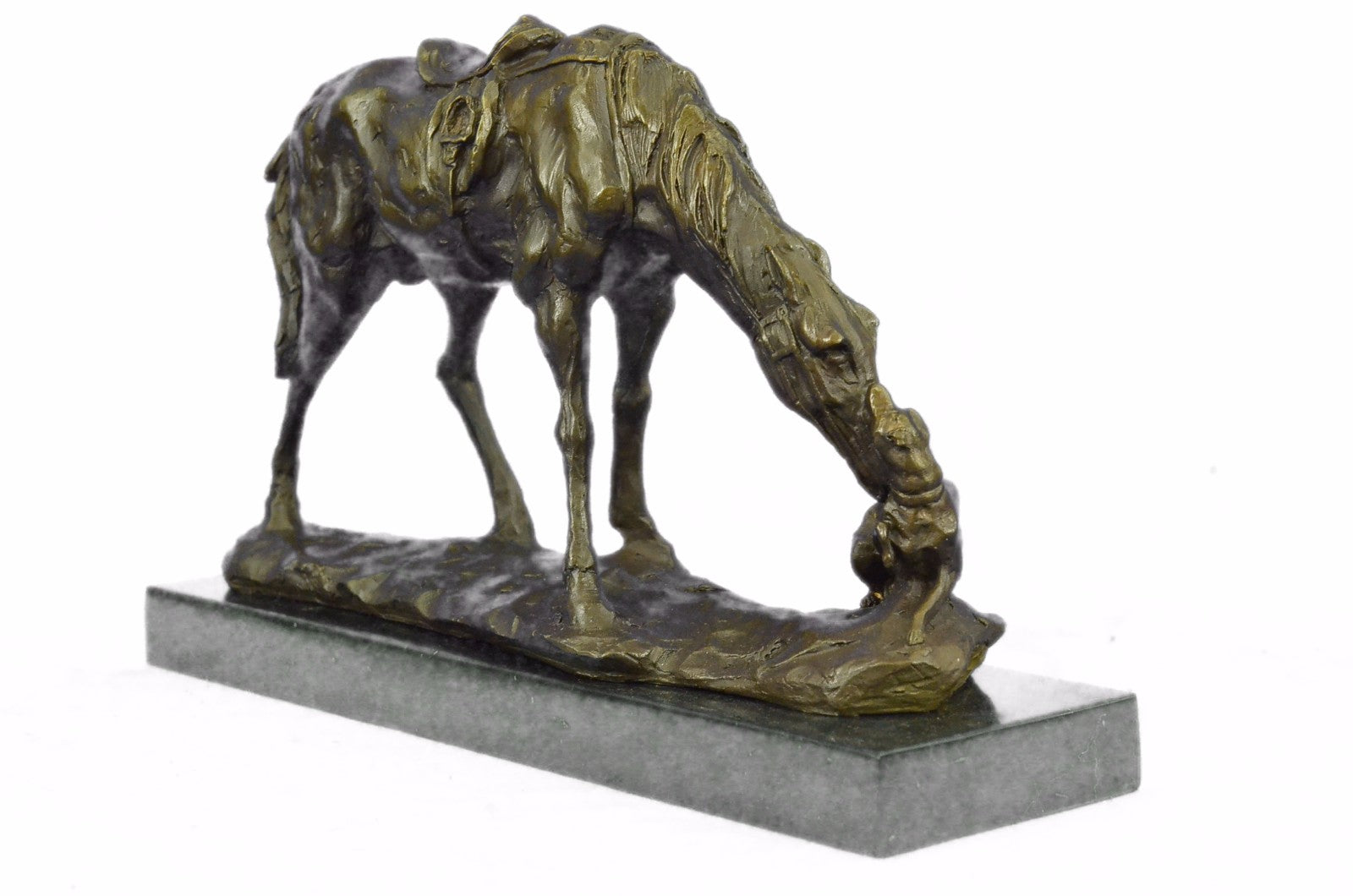 Art Deco Hand Made by Lost Wax Method Friendship Between Dog and Horse Bronze