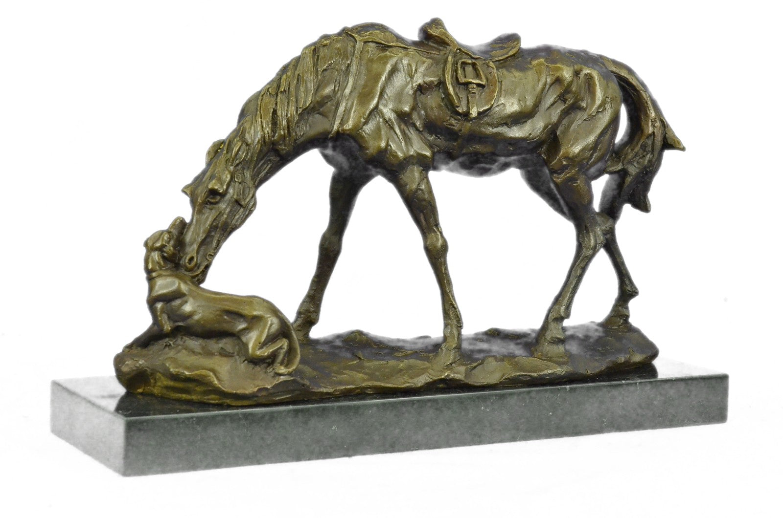 Art Deco Hand Made by Lost Wax Method Friendship Between Dog and Horse Bronze