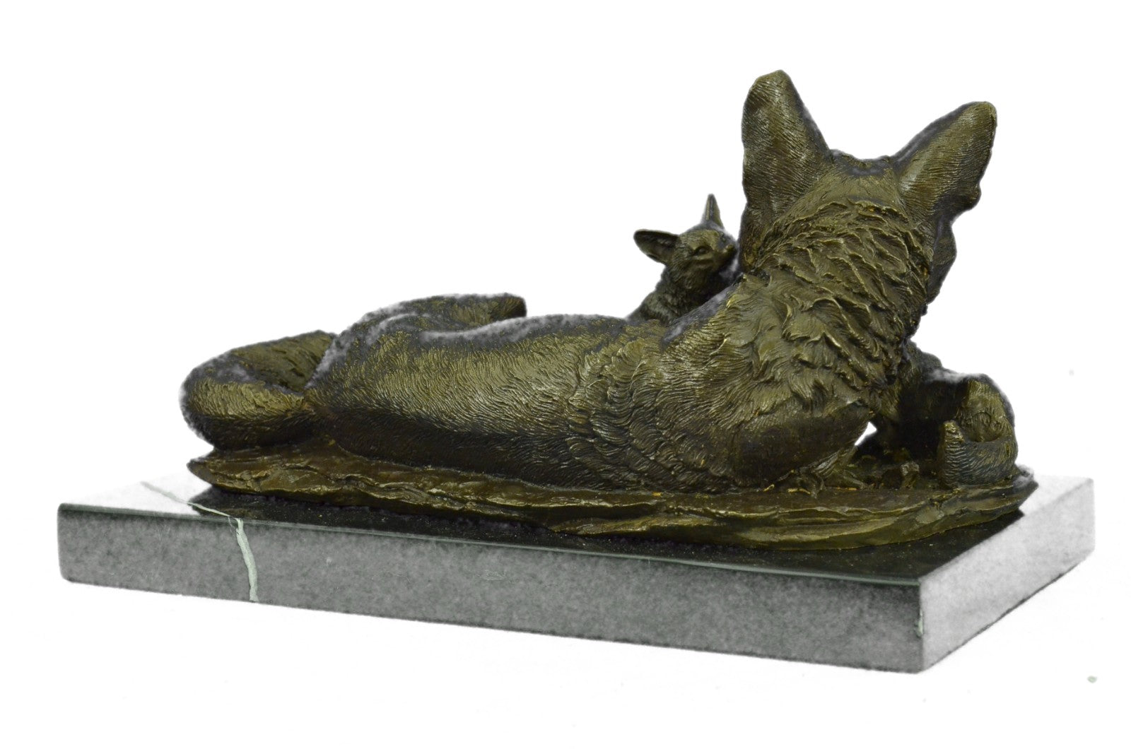 Bronze Sculpture Mother Wolf With Two Cubs Wolves Hot Cast Figurine Figure Sal