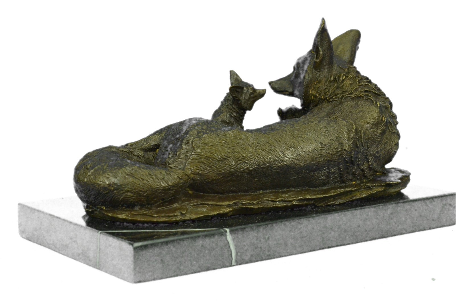 Bronze Sculpture Mother Wolf With Two Cubs Wolves Hot Cast Figurine Figure Sal