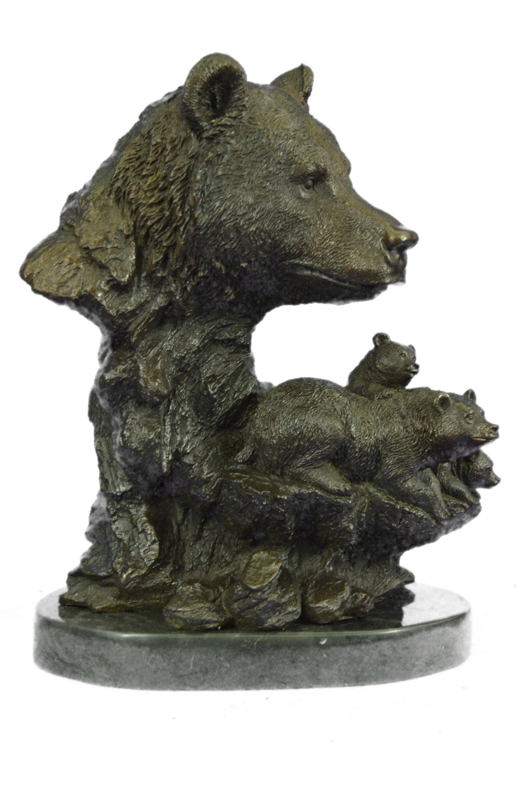 100% Solid Bronze Black Forrest Bear with Cubs Bronze Sculpture Statue Decoration