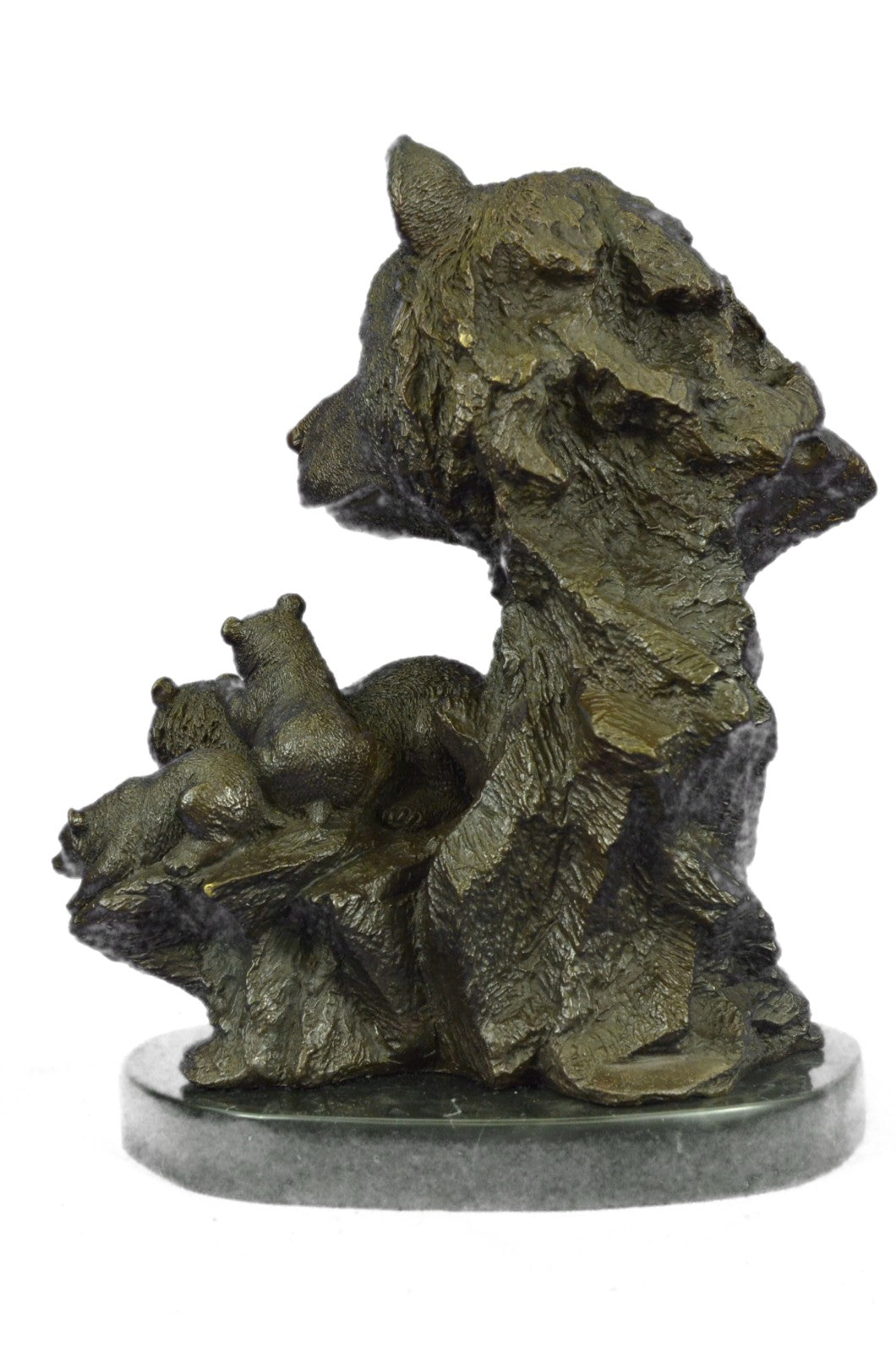 100% Solid Bronze Black Forrest Bear with Cubs Bronze Sculpture Statue Decoration
