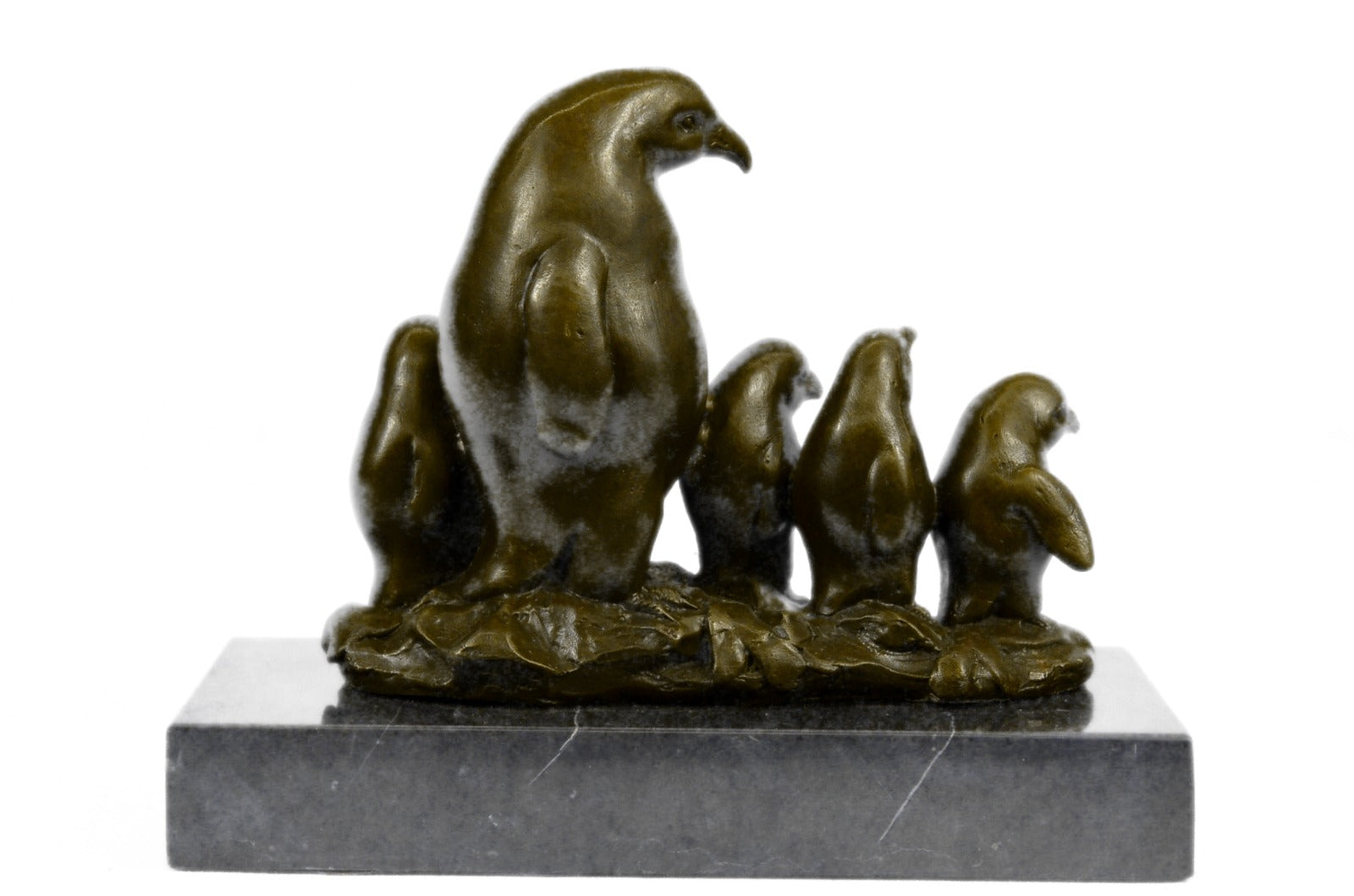 Handcrafted bronze sculpture SALE Marble Deco Art Chicks 4 With Penguin