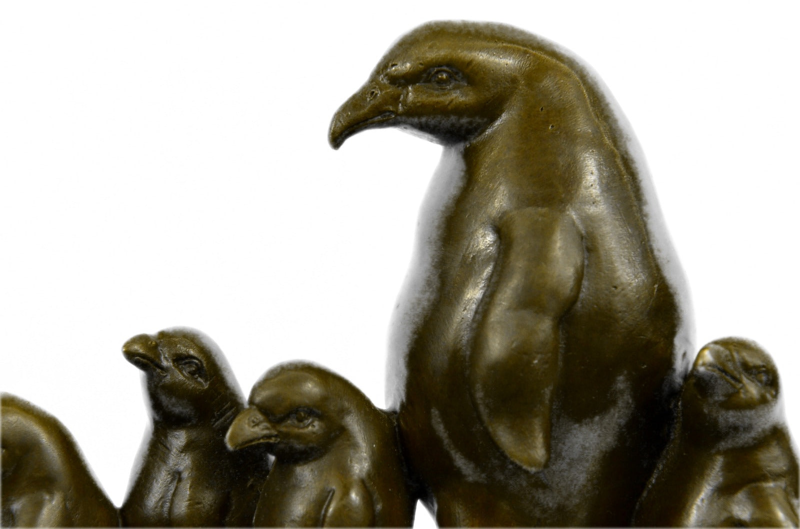 Handcrafted bronze sculpture SALE Marble Deco Art Chicks 4 With Penguin