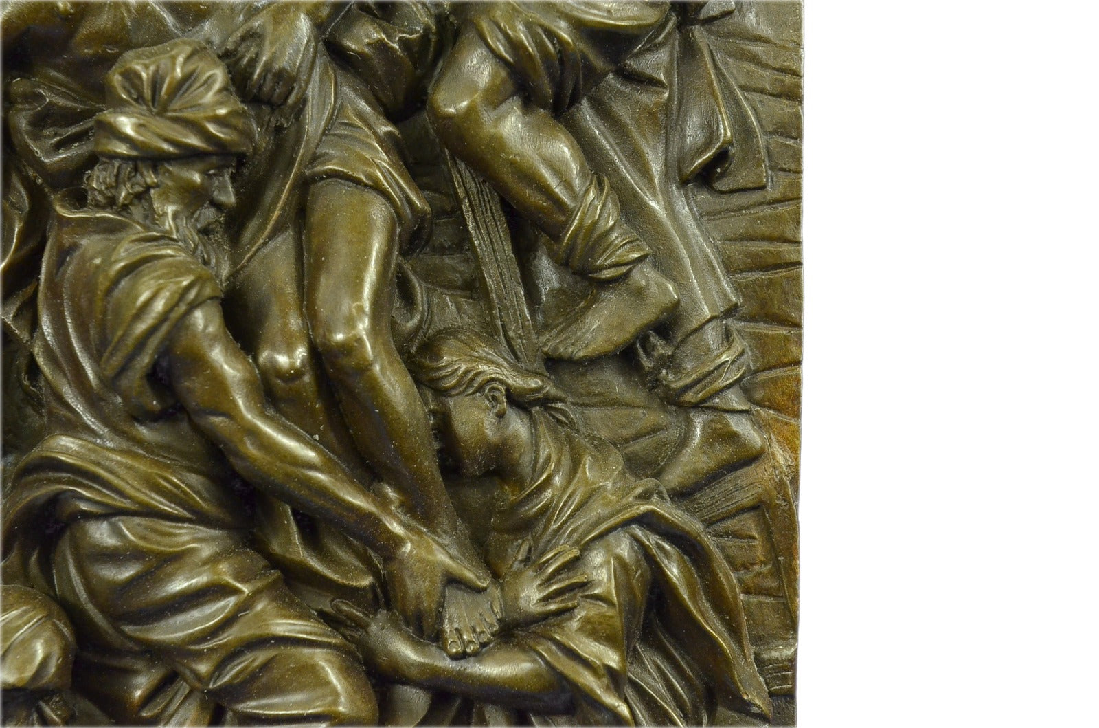 Descent from the Cross Wallmount Bas Relief Made by Lost Wax Method Bronze Statu