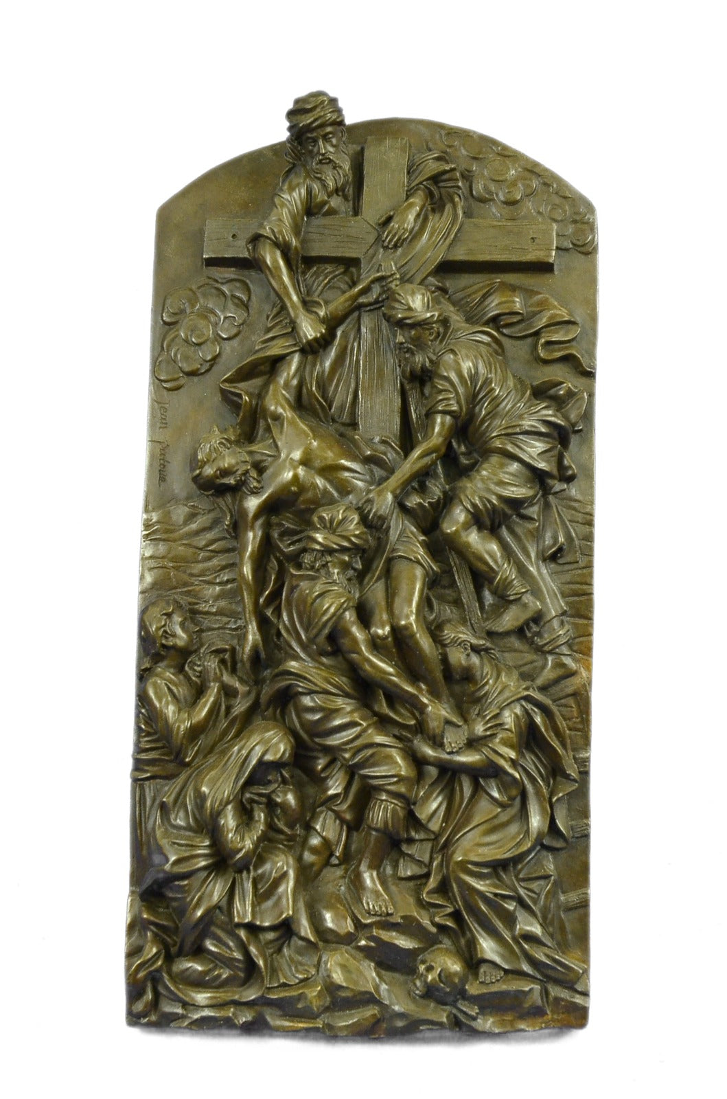 Descent from the Cross Wallmount Bas Relief Made by Lost Wax Method Bronze Statu