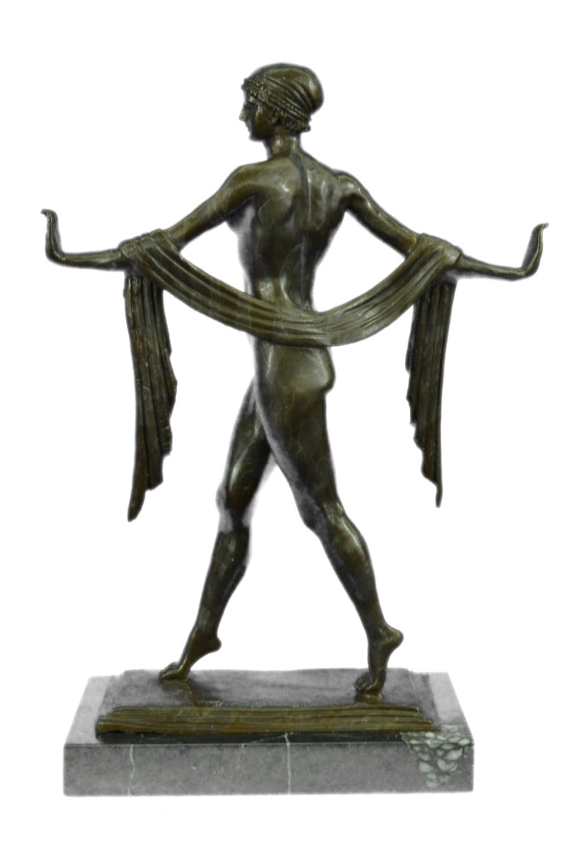 Handcrafted bronze sculpture SALE Style Deco Art Base Marble Dancer Nude Exotic