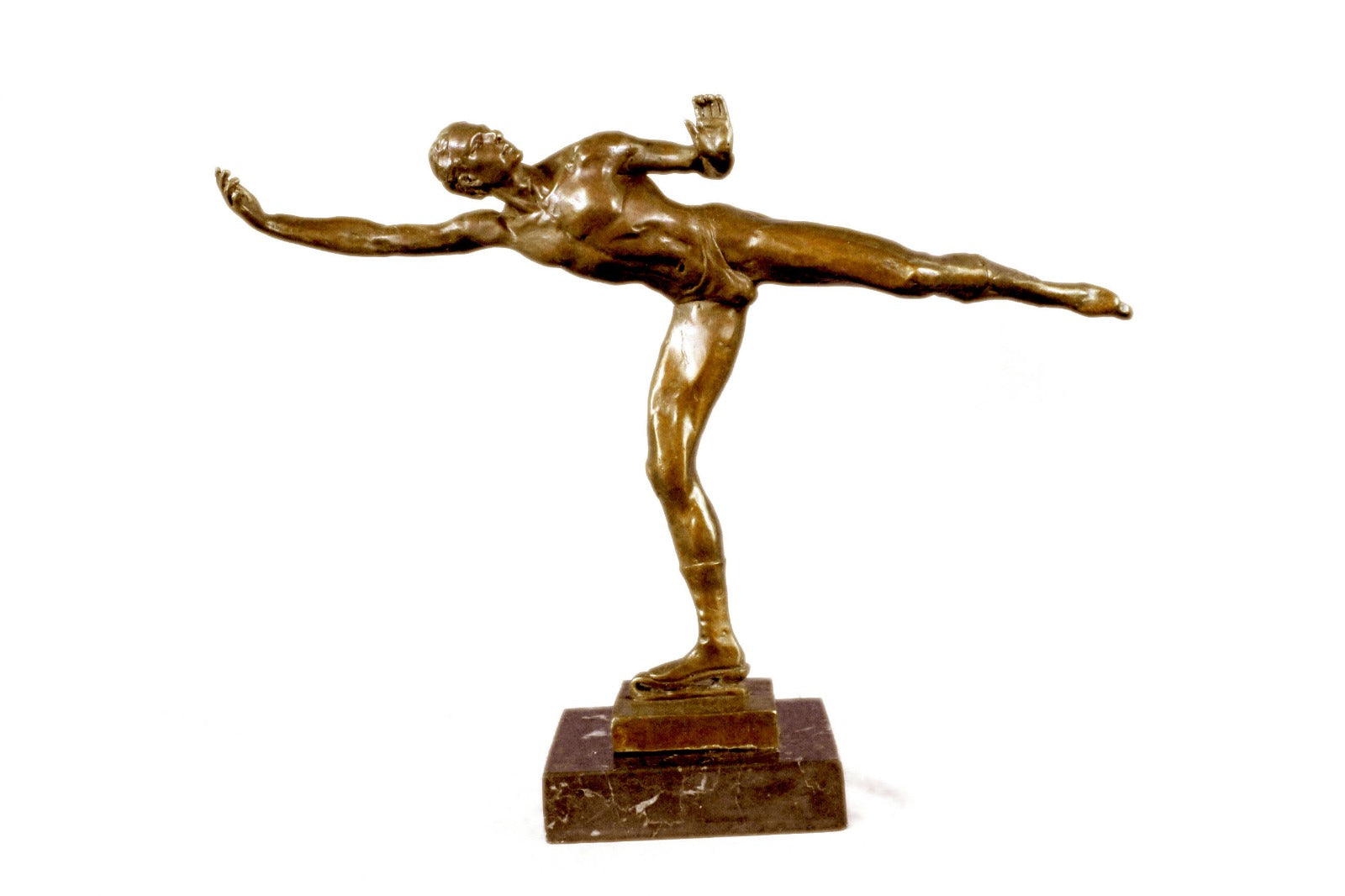SIGNED ROBERT MCKENZIE ICE SKATING BRONZE SCULPTURE STATUE FIGURE FIGURINE DECO