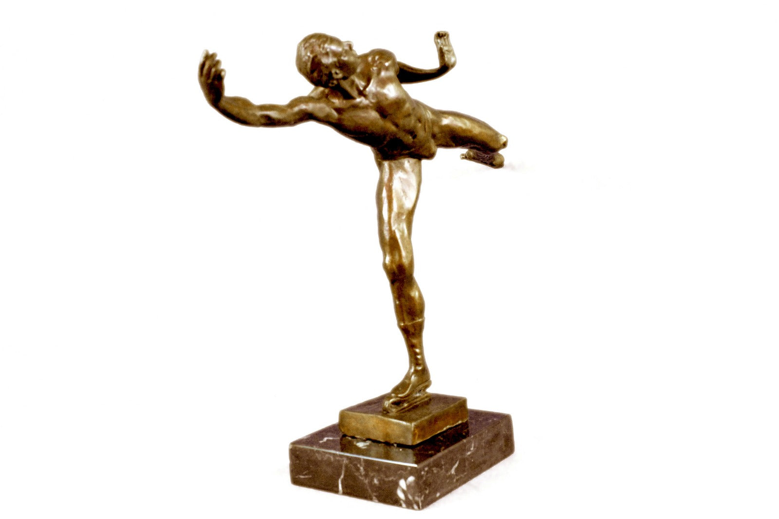 SIGNED ROBERT MCKENZIE ICE SKATING BRONZE SCULPTURE STATUE FIGURE FIGURINE DECO