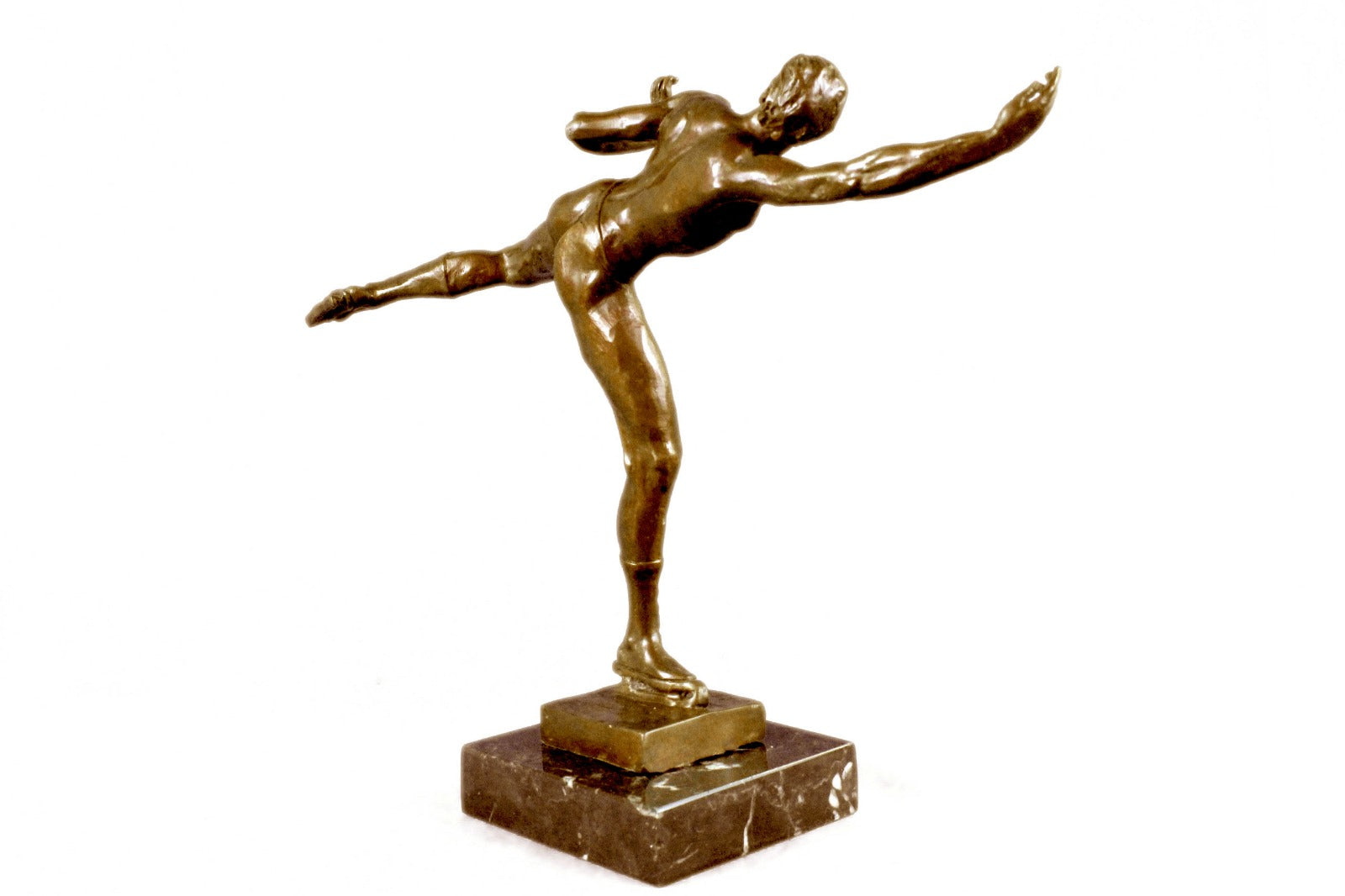 SIGNED ROBERT MCKENZIE ICE SKATING BRONZE SCULPTURE STATUE FIGURE FIGURINE DECO