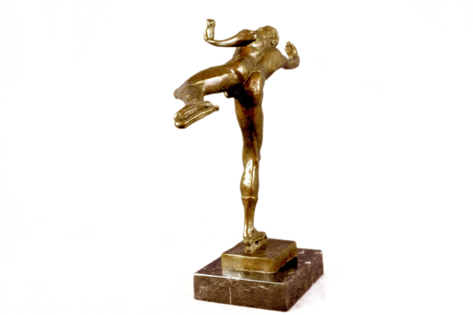 SIGNED ROBERT MCKENZIE ICE SKATING BRONZE SCULPTURE STATUE FIGURE FIGURINE DECO
