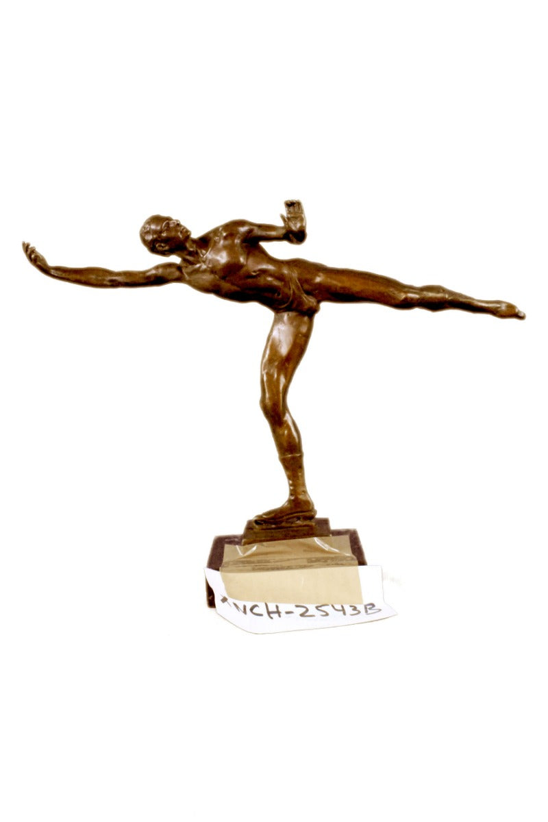 SIGNED ROBERT MCKENZIE ICE SKATING BRONZE SCULPTURE STATUE FIGURE FIGURINE DECO