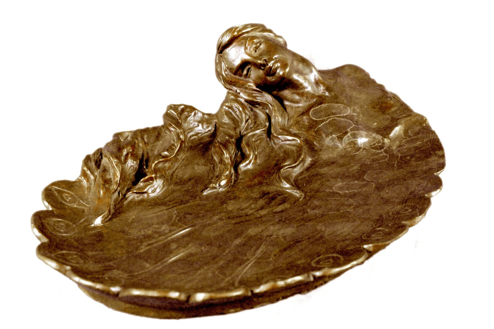 Handcrafted bronze sculpture SALE Cas Hot Deco Art Unique Tray Jewelry Mermaids