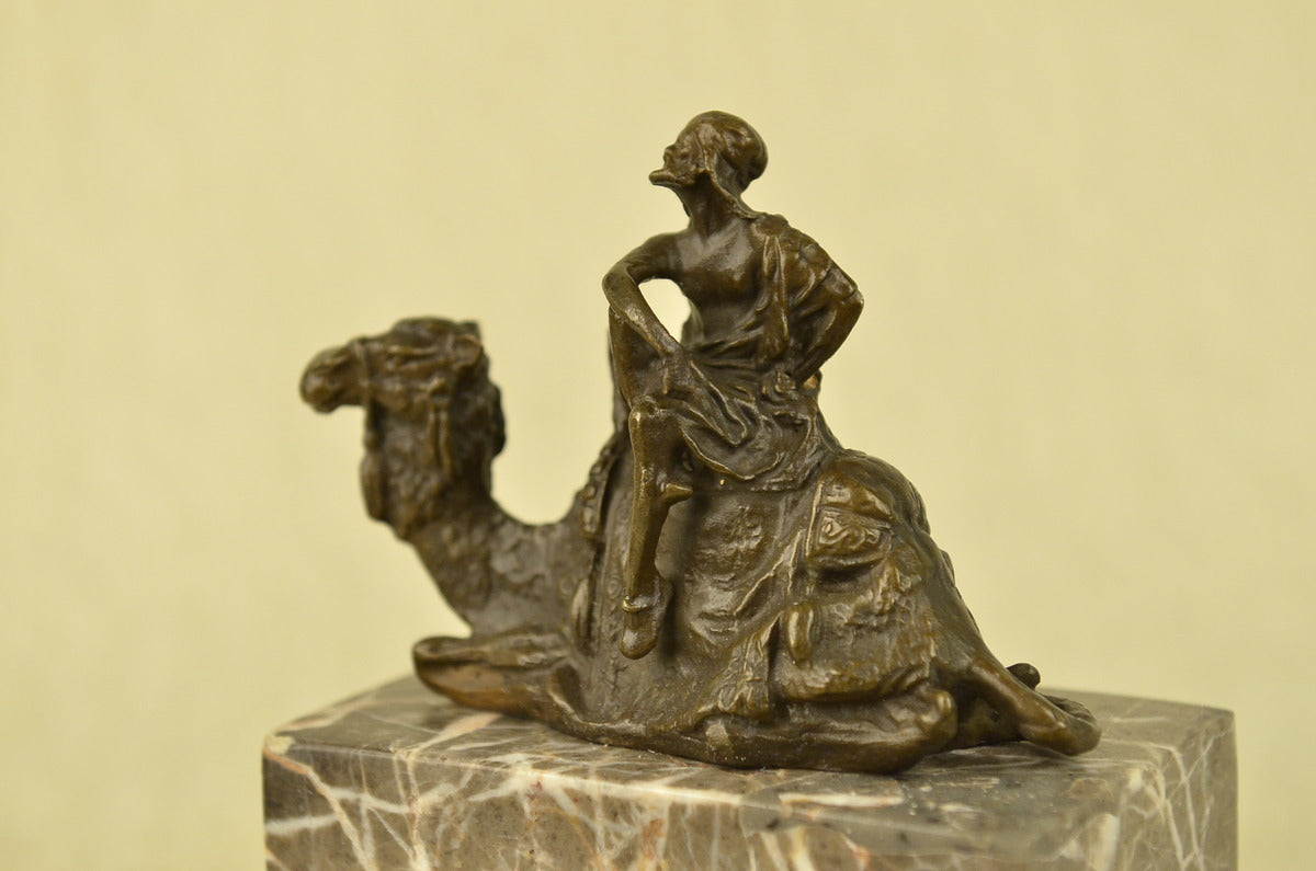 Lawrence of Arabia Camel Man Rider Bronze Marble Statue Decor Hot Cast Lost wax