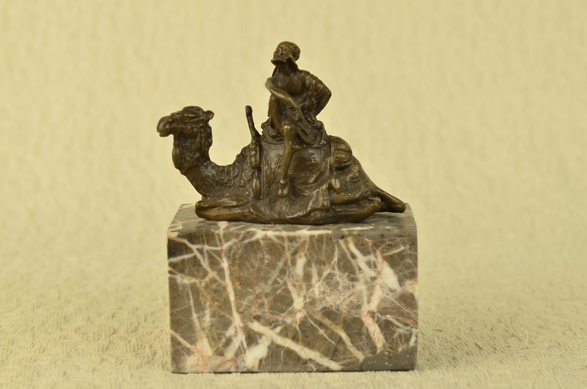 Lawrence of Arabia Camel Man Rider Bronze Marble Statue Decor Hot Cast Lost wax