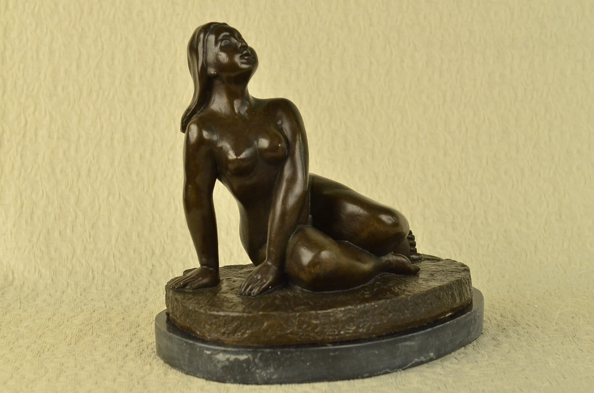 Curvaceous Nude Woman Signed Original Bronze Sculpture Statue Figurine Figure