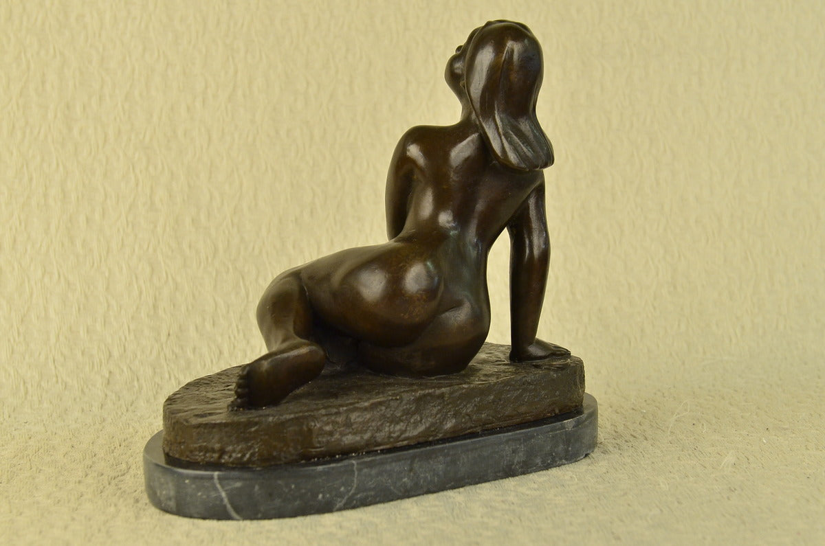 Curvaceous Nude Woman Signed Original Bronze Sculpture Statue Figurine Figure