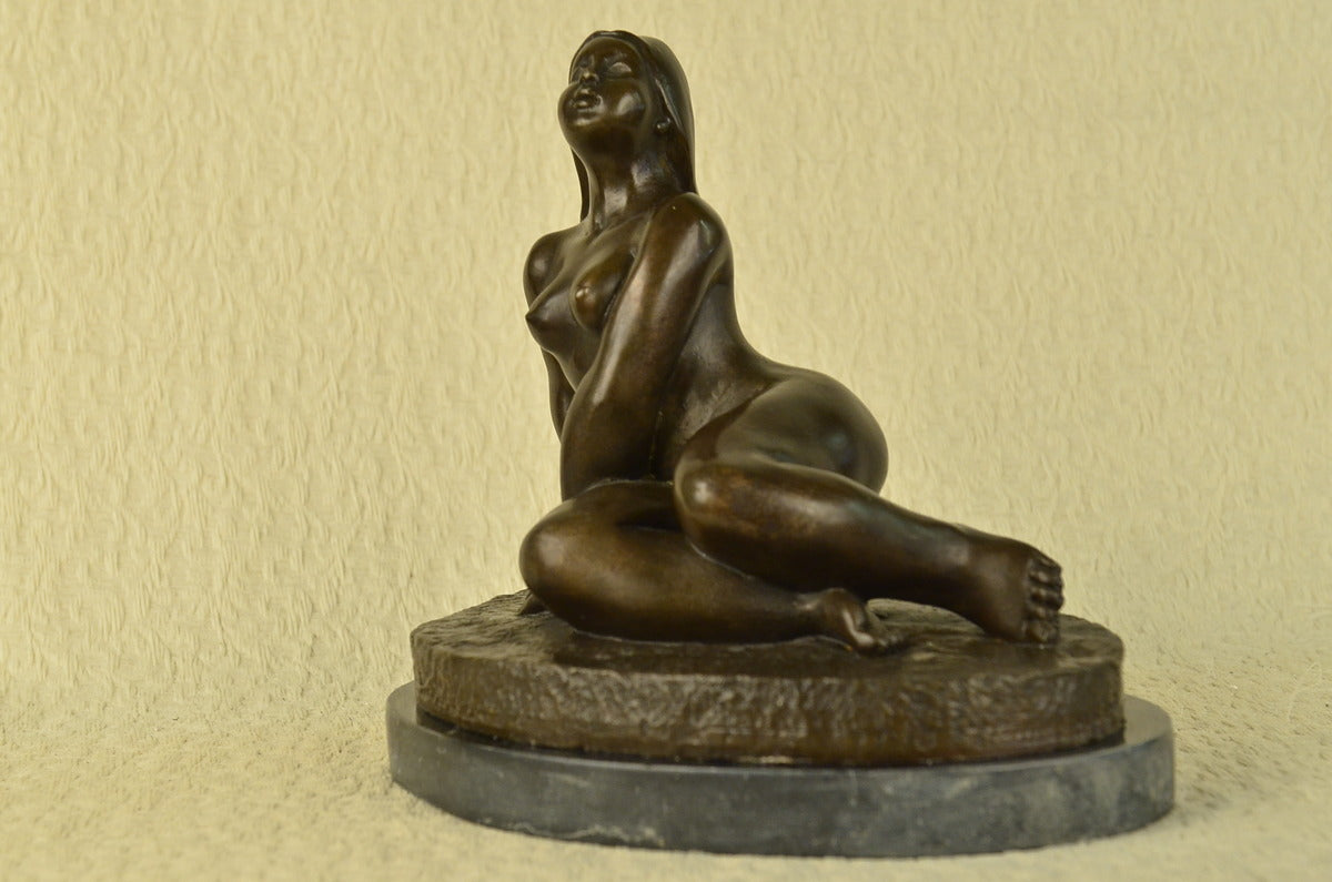 Curvaceous Nude Woman Signed Original Bronze Sculpture Statue Figurine Figure