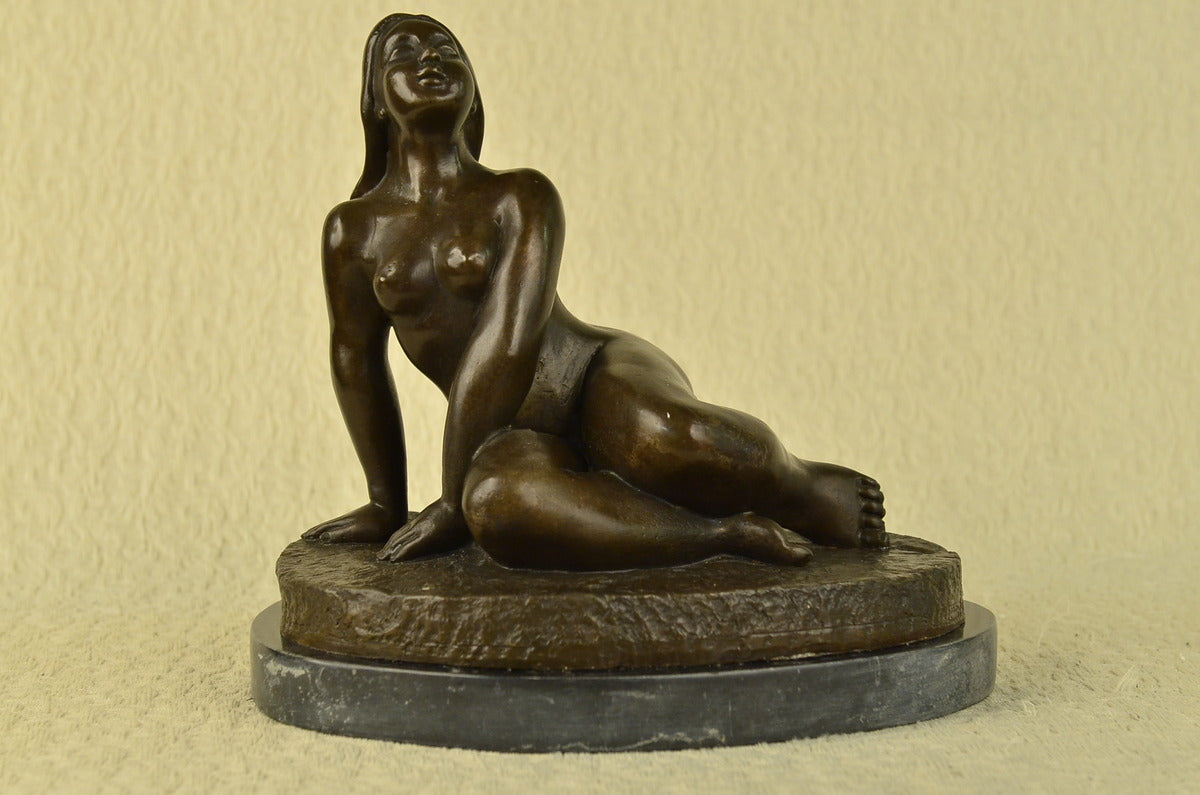 Curvaceous Nude Woman Signed Original Bronze Sculpture Statue Figurine Figure