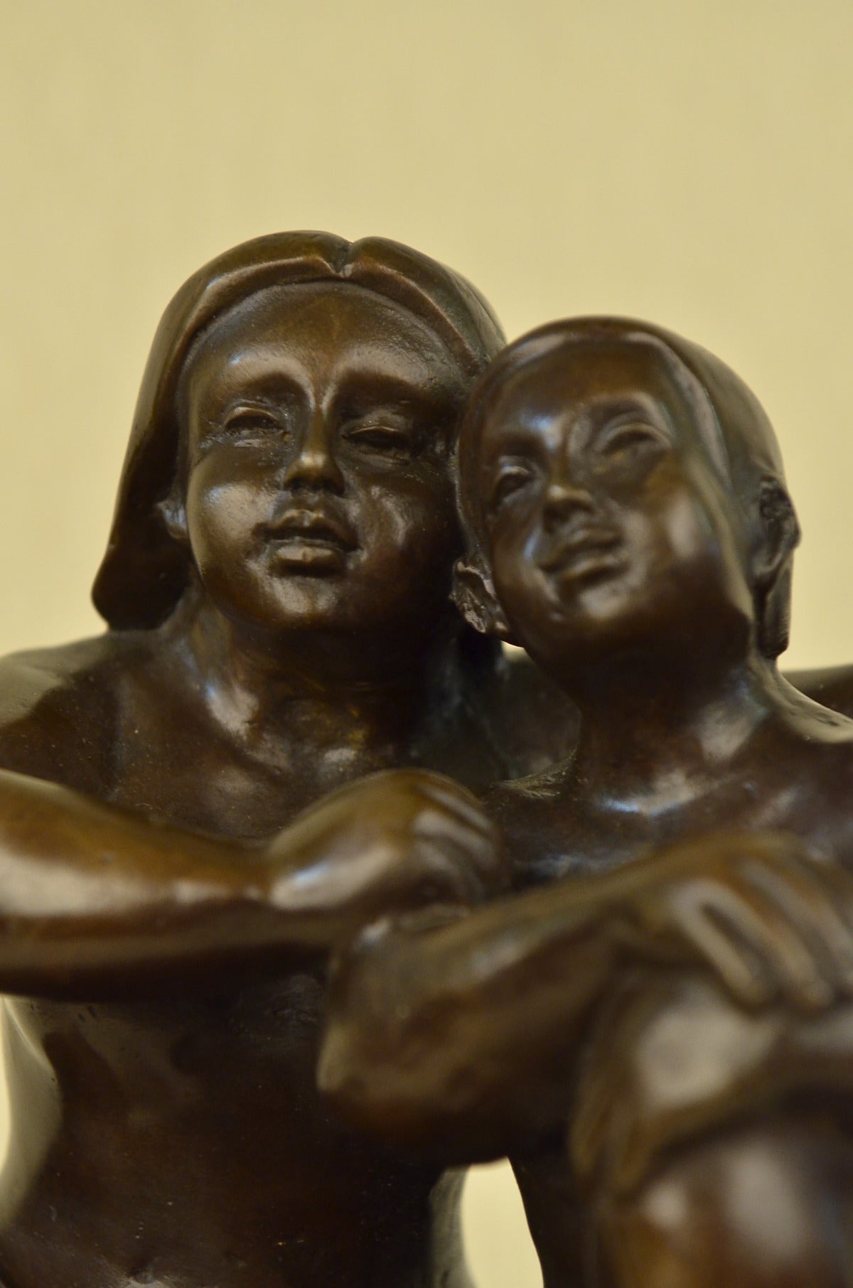 Handcrafted bronze sculpture SALE Modern Abstract Couple Lesbian Botero Signed