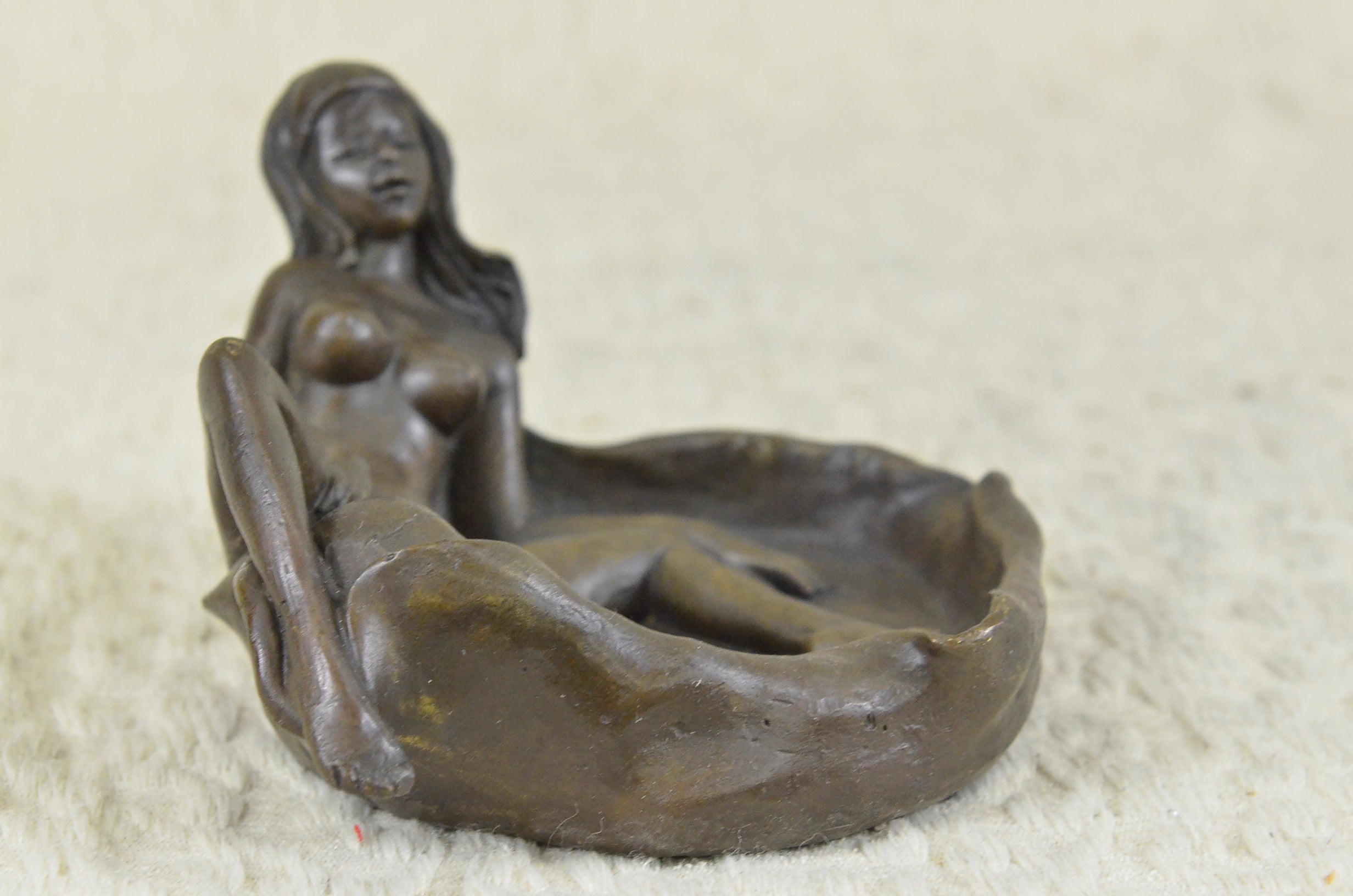 Vienna Erotic Skeleton with Naked lady Signed Original Bronze Sculpture Figurine