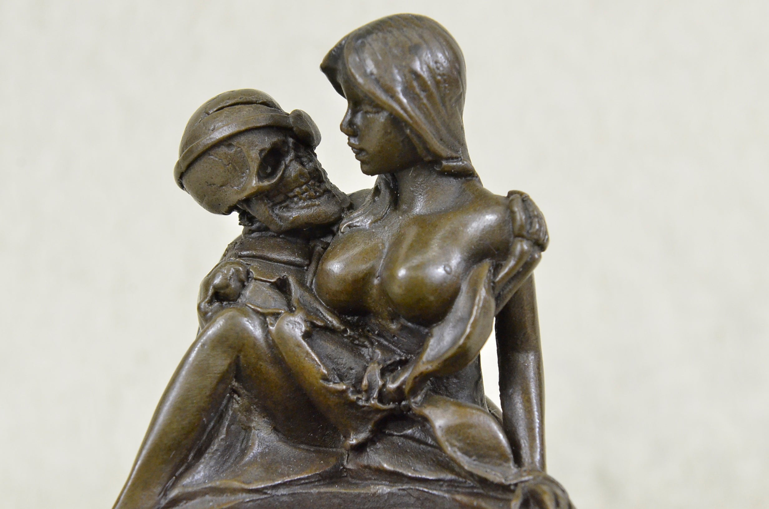 Love Gothic Nymph Naked Nude Skeleton Bronze Sculpture Statue Figurine Art Decor