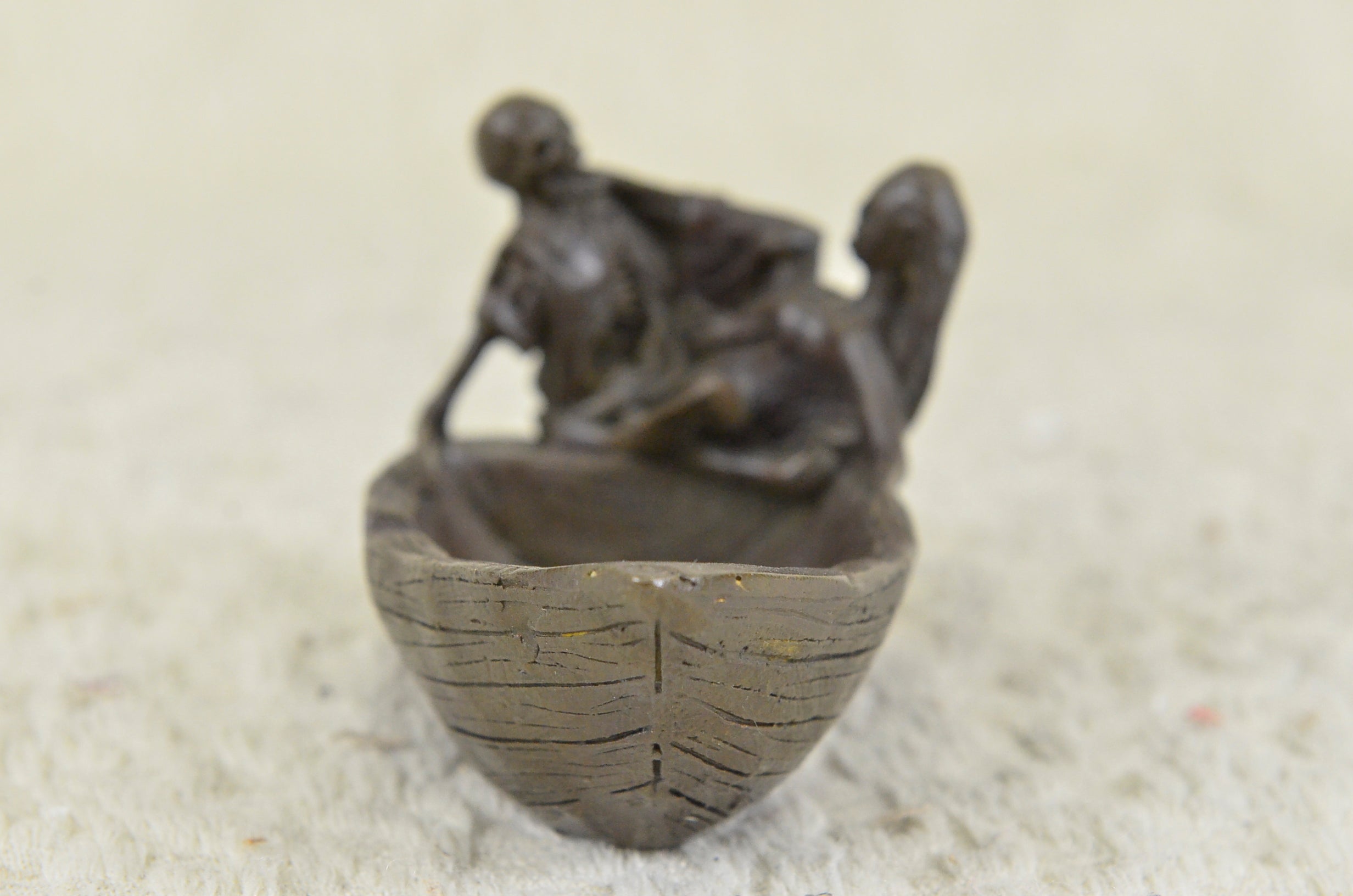 OLD Vintage bronze brass metal tray ashtray Skull girl woman Nude female Gift