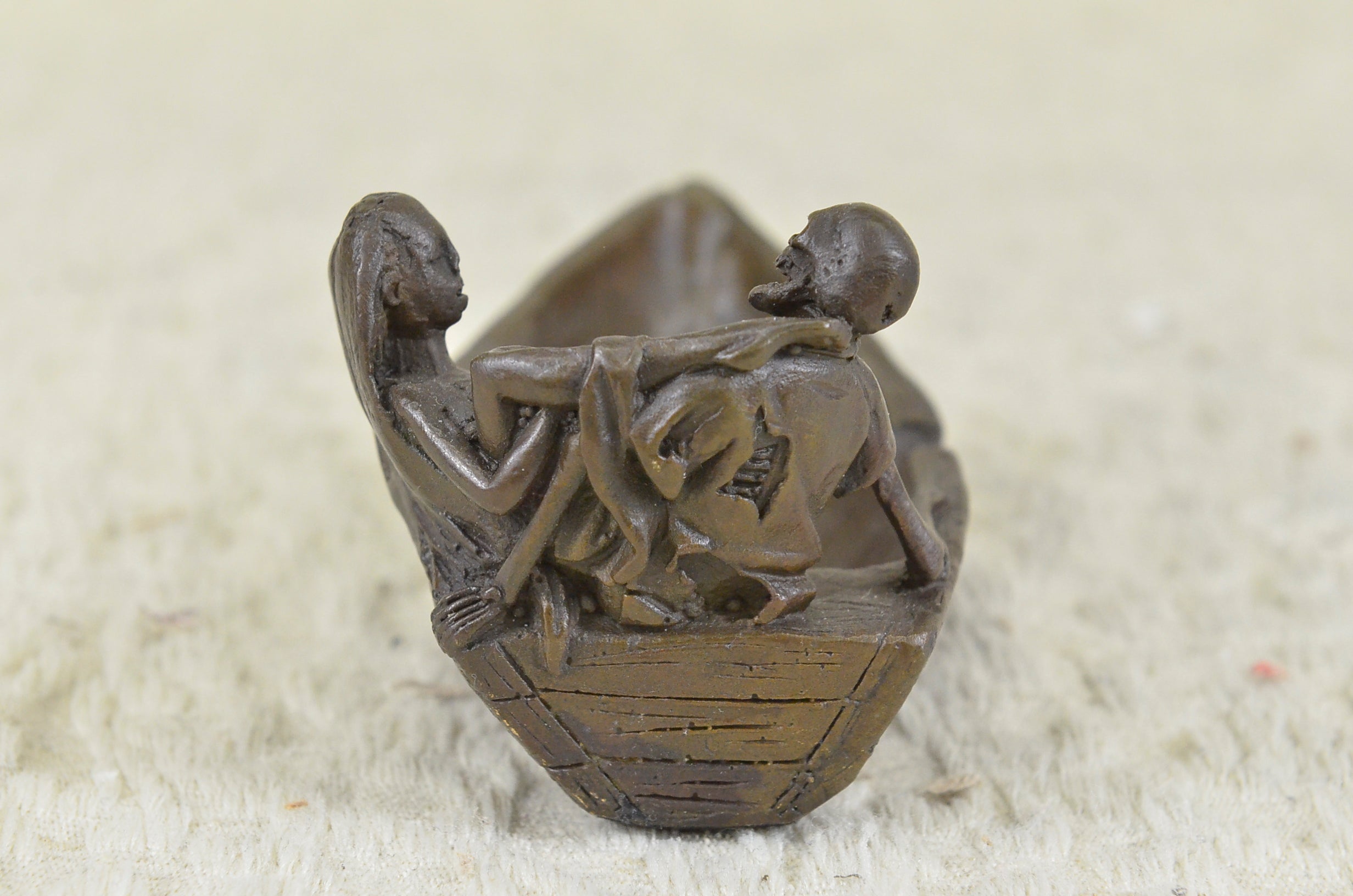 OLD Vintage bronze brass metal tray ashtray Skull girl woman Nude female Gift